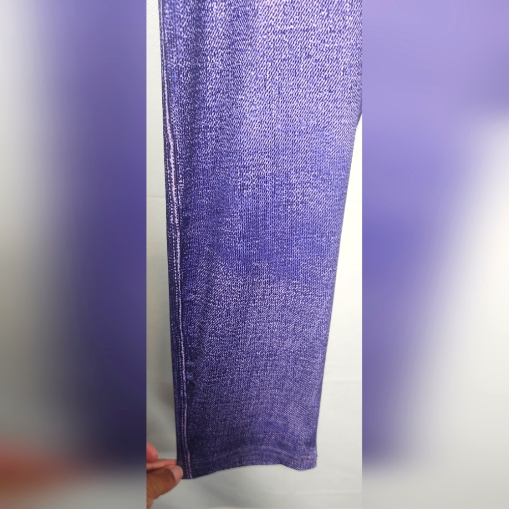 ⚡️🛍 4/$20 🛍 Purple Denim Print Leggings-Size 4XL (fits Like Size 20)- NWOT - Picture 8 of 9